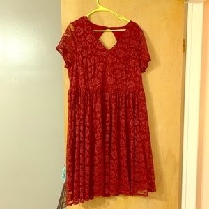 torrid Dresses - RED LACE T-SHIRT SKATER DRESS torrid Dresses - RED LACE T-SHIRT SKATER DRESS
